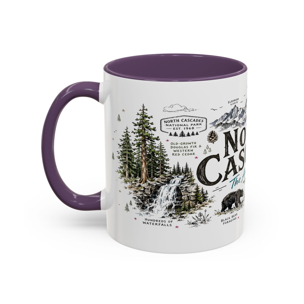 North Cascades National Park Coffee Mug | Washington Alpine Glacier Hiking Gift | Accent Color Ceramic 11oz 15oz