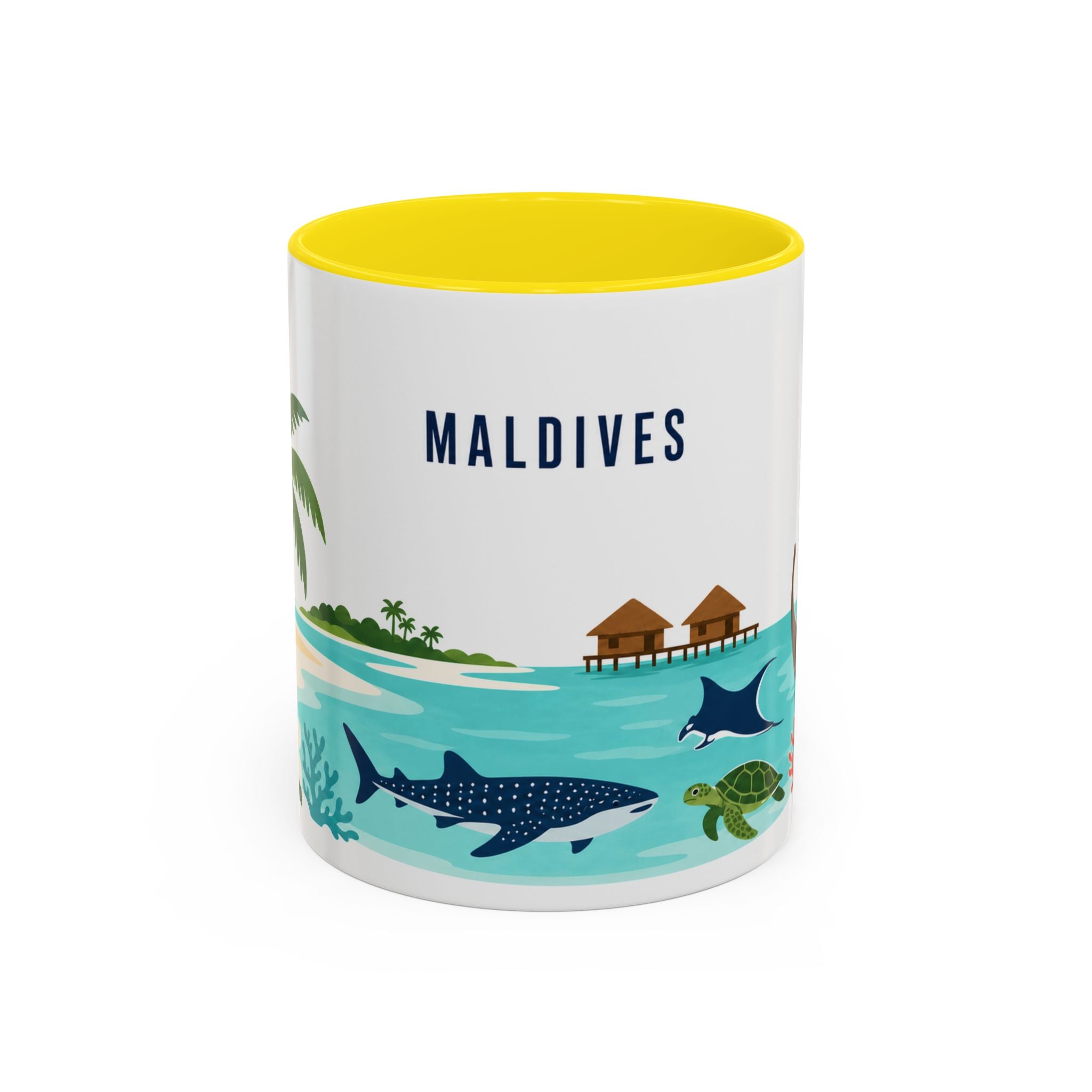 Maldives Coffee Mug | Travel Destination Souvenir Gift | Accent Color Ceramic 11oz 15oz