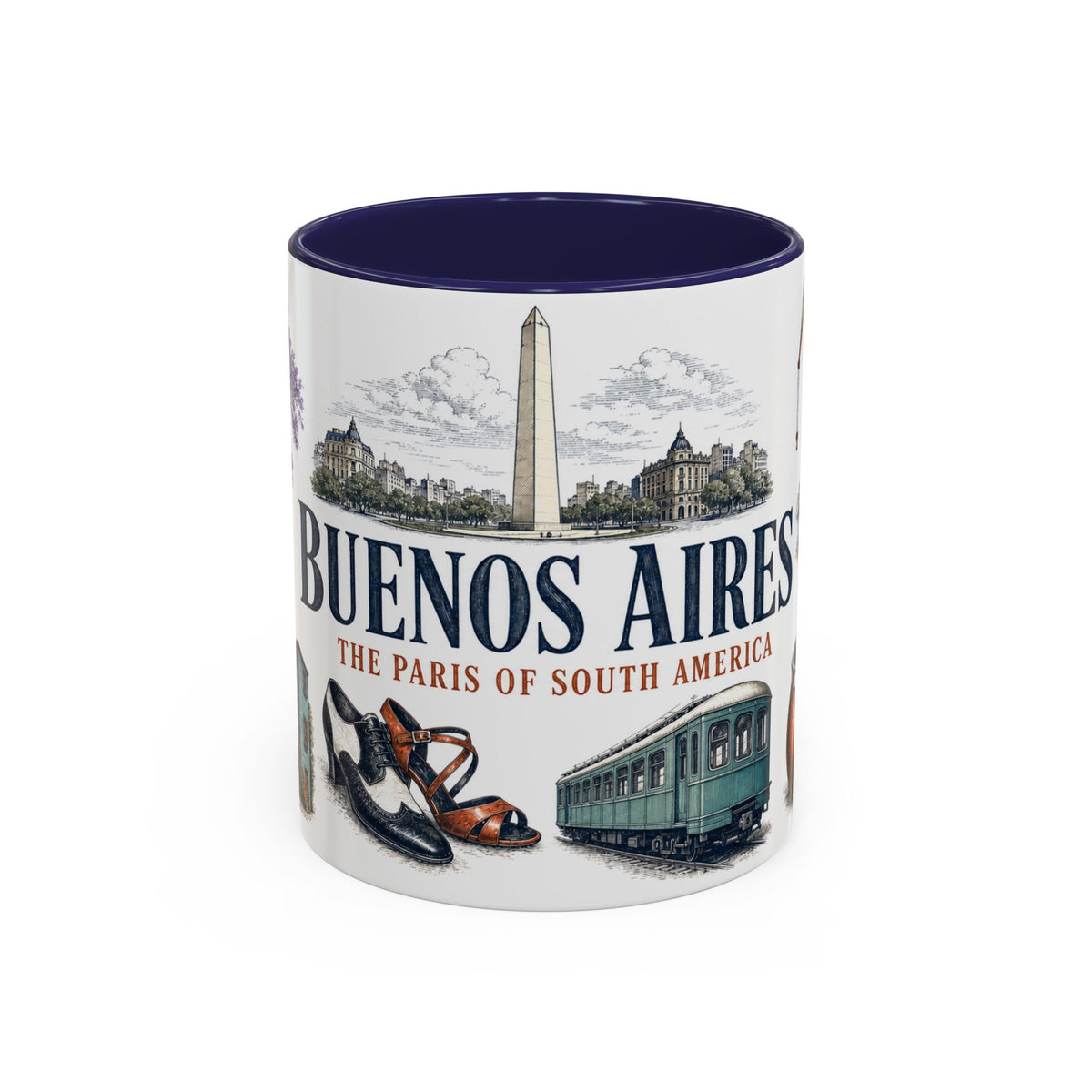 Buenos Aires Coffee Mug | Argentina Travel Souvenir | Vintage Illustrated City Gift | 11 oz 15 oz Accent Mug