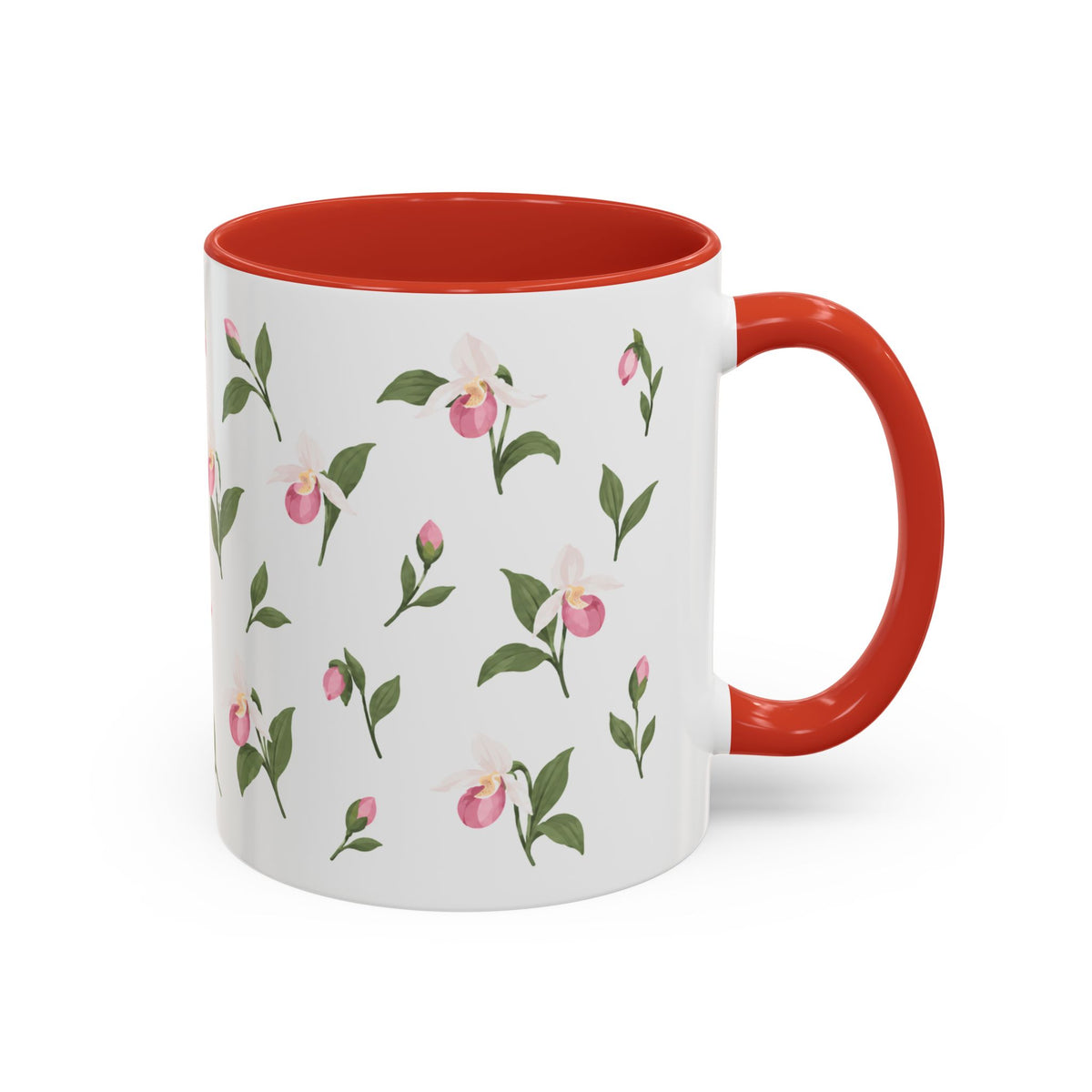 Minnesota Pink and White Lady Slipper Mug, State Flower Floral Coffee Cup, 11oz Botanical Gift