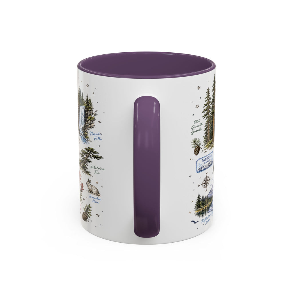 Mount Rainier Coffee Mug | National Park Hiking Washington Gift | Accent Color Ceramic 11oz 15oz
