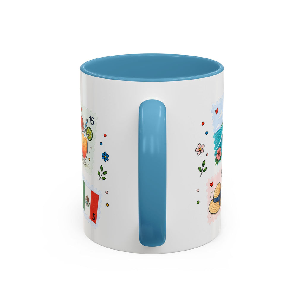 Cancun Coffee Mug | Postage Stamp Collage Mug | Travel Souvenir Accent Cup 11oz 15oz