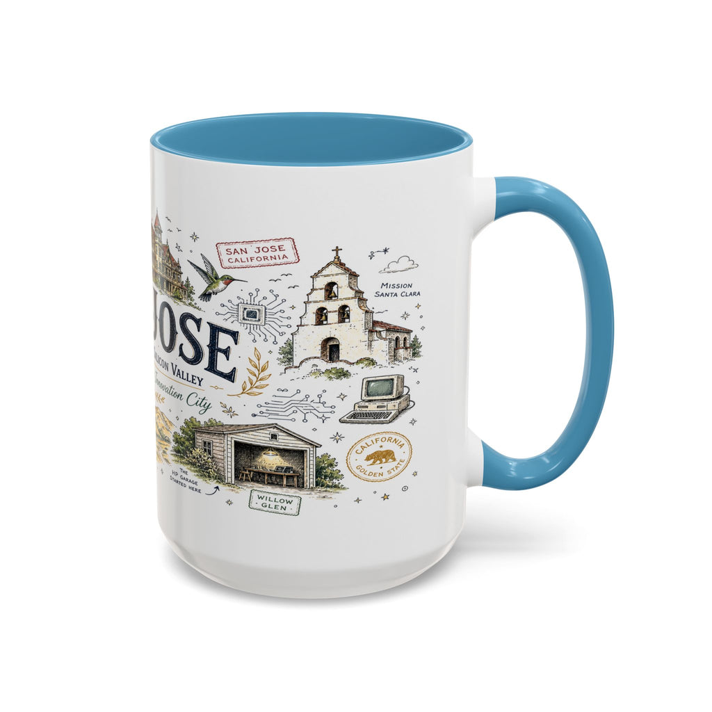 San Jose Coffee Mug | California Souvenir City Gift | Accent Color Ceramic 11oz 15oz