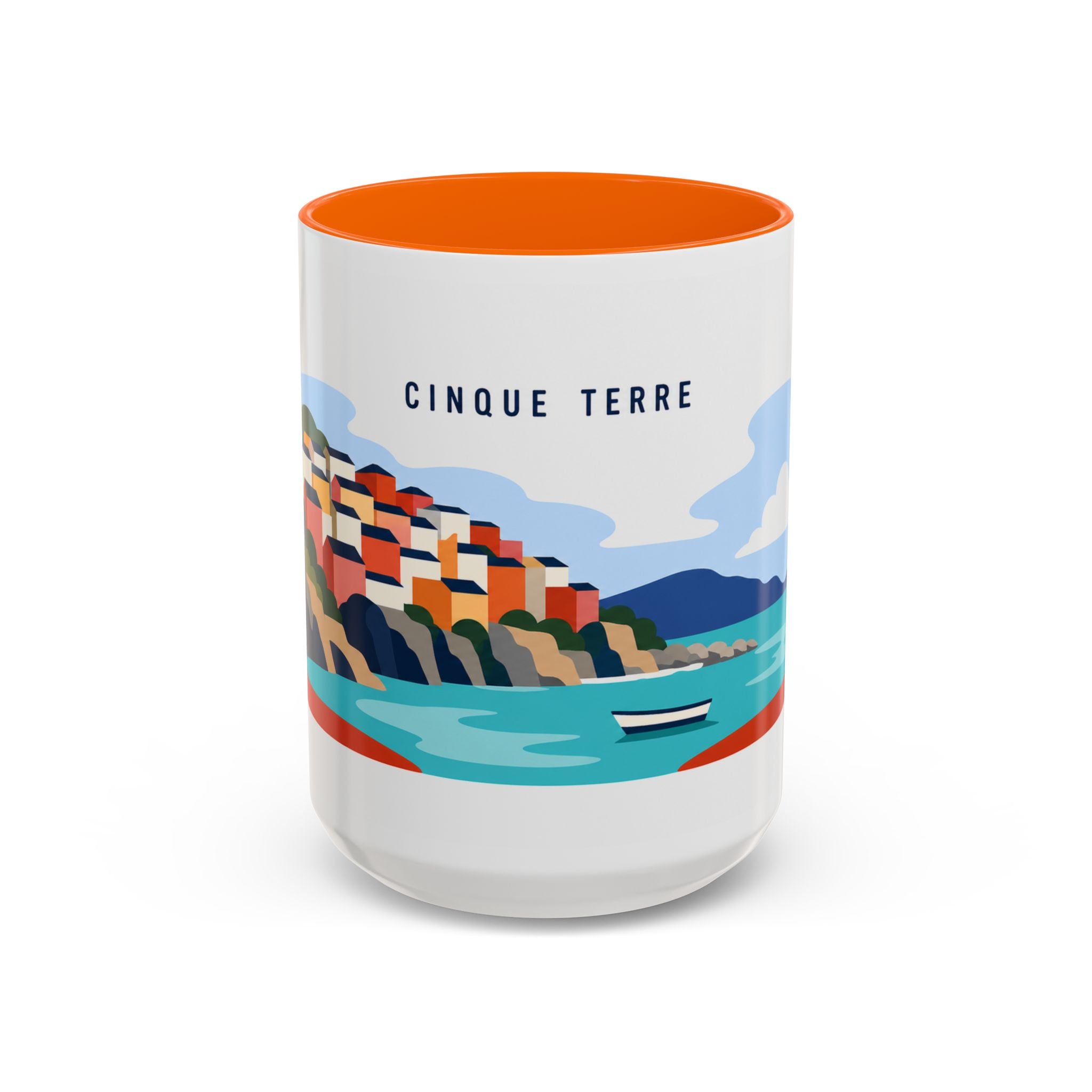 Cinque Terre Coffee Mug | Travel Destination Souvenir Gift | Accent Color Ceramic 11oz 15oz