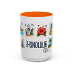 Honolulu Coffee Mug | Postage Stamp Collage Mug | Travel Souvenir Accent Cup 11oz 15oz