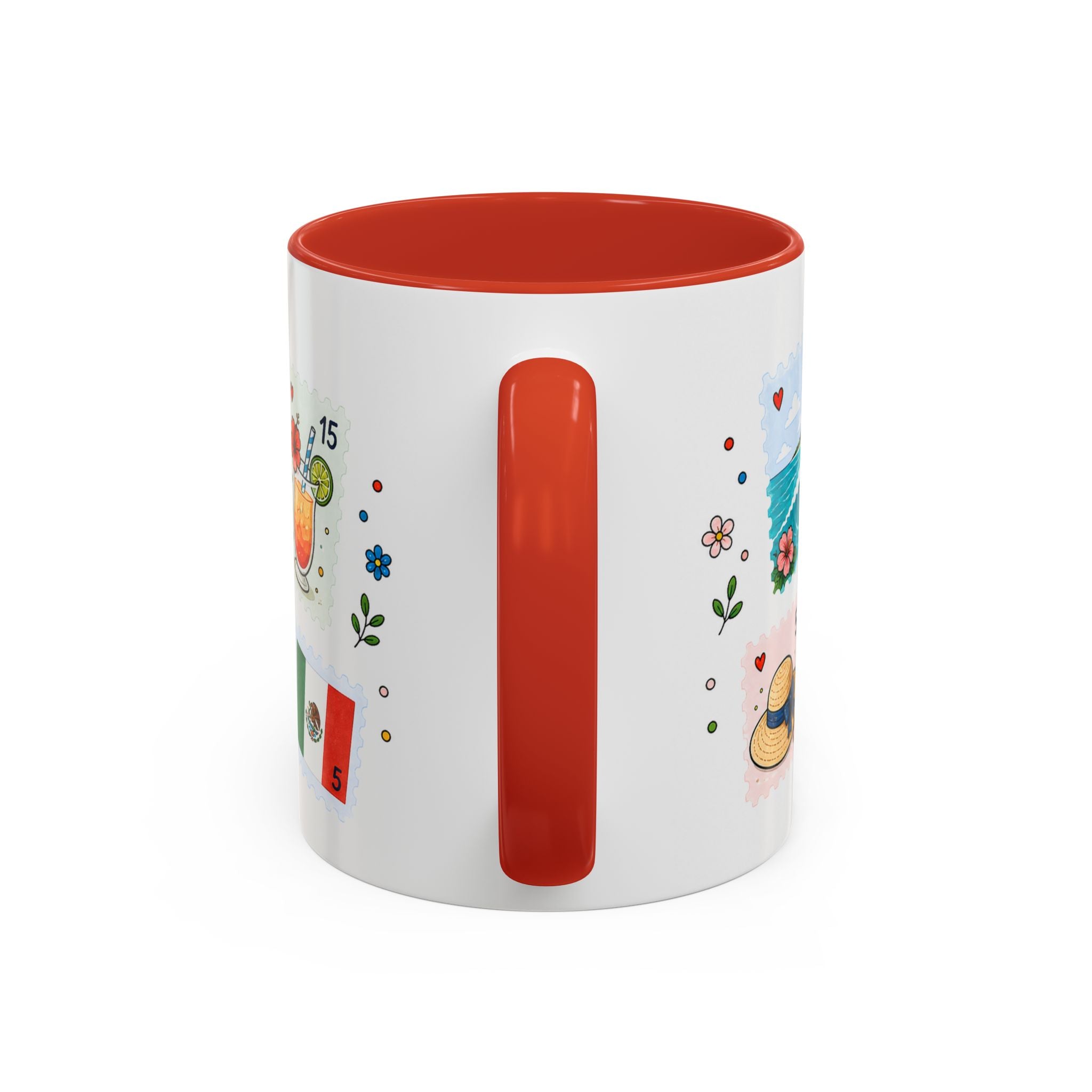 Cancun Coffee Mug | Postage Stamp Collage Mug | Travel Souvenir Accent Cup 11oz 15oz