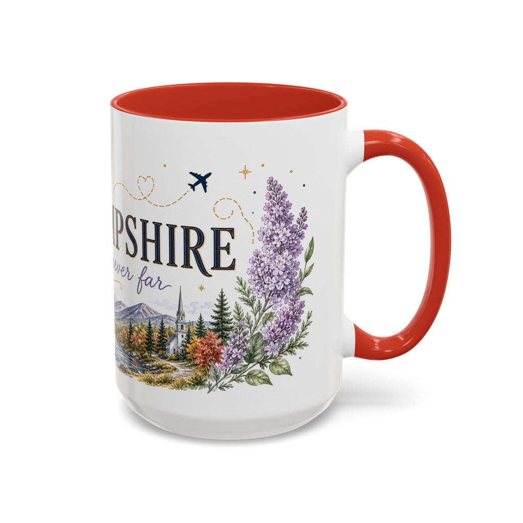 New Hampshire State Map Mug | Botanical Accents, Mountain Landscape Coffee Cup