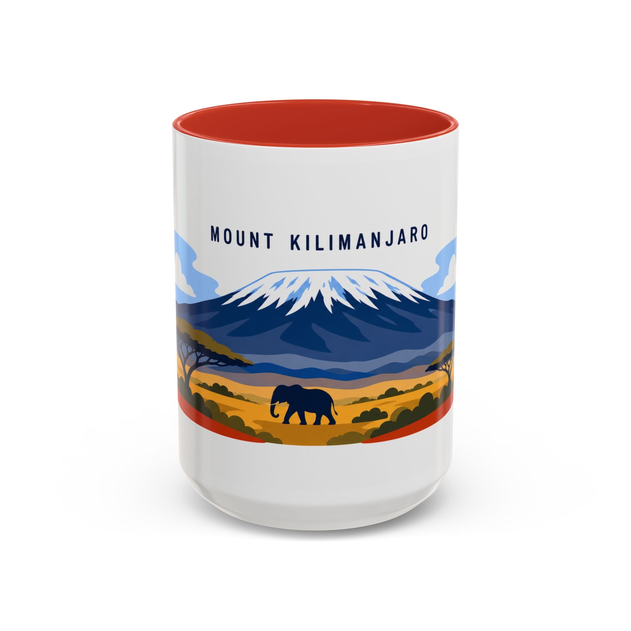 Mount Kilimanjaro Coffee Mug | Travel Destination Souvenir Gift | Accent Color Ceramic 11oz 15oz