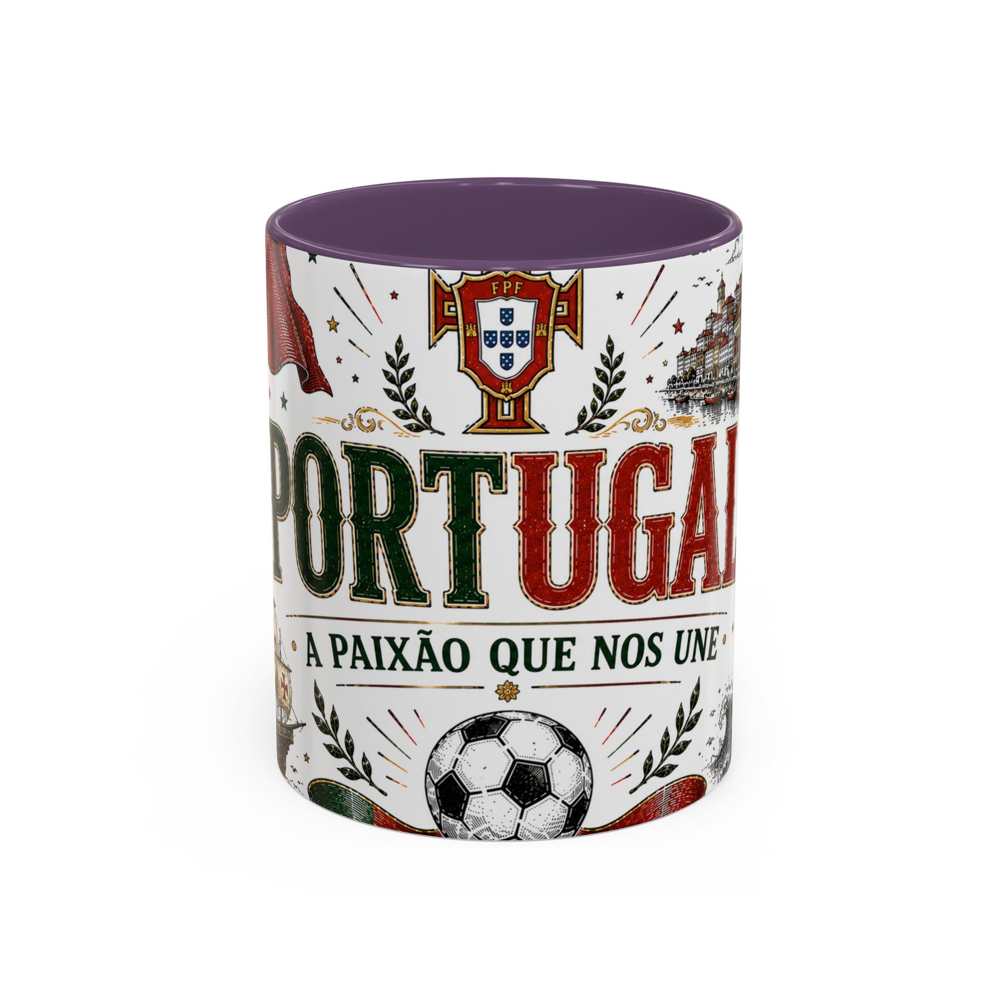 Portugal Soccer Coffee Mug | World Cup Fan Gift | Accent Color Ceramic 11oz 15oz Match Day Cup