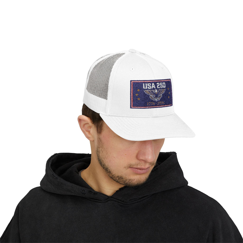USA 250 Snapback Trucker Cap | American Semiquincentennial Hat | Patriotic Eagle Baseball Cap | 1776-2026 Anniversary Gift