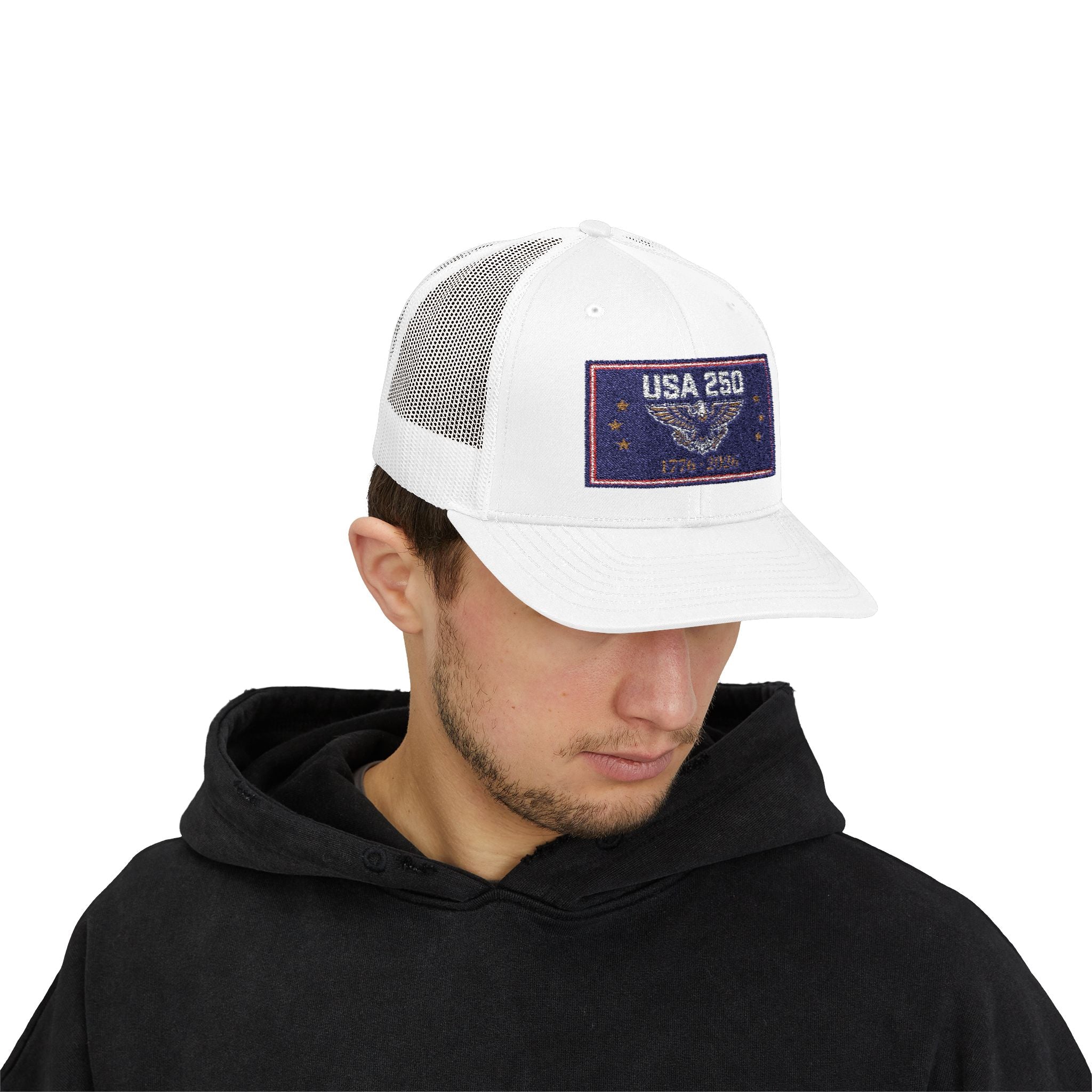USA 250 Snapback Trucker Cap | American Semiquincentennial Hat | Patriotic Eagle Baseball Cap | 1776-2026 Anniversary Gift