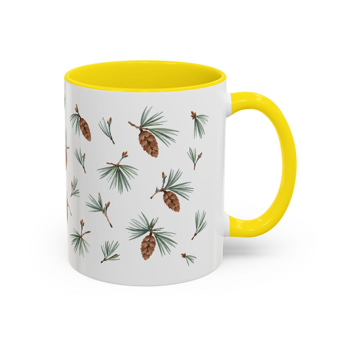 Maine White Pine Cone and Tassel Mug, State Flower Floral Coffee Cup, 11oz Botanical Gift