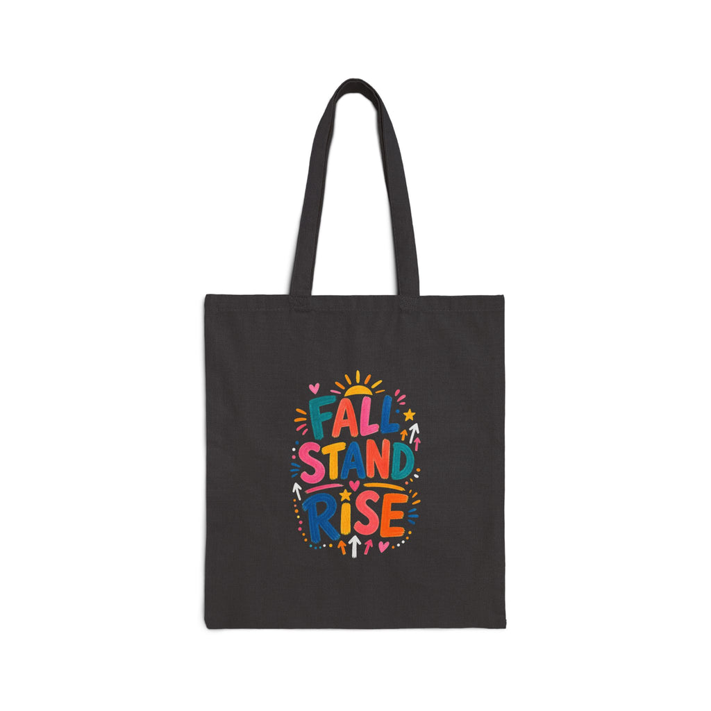 Fall Stand Rise Tote Bag | Ancient Wisdom Quote Canvas Bag | Colorful Philosophy Gift