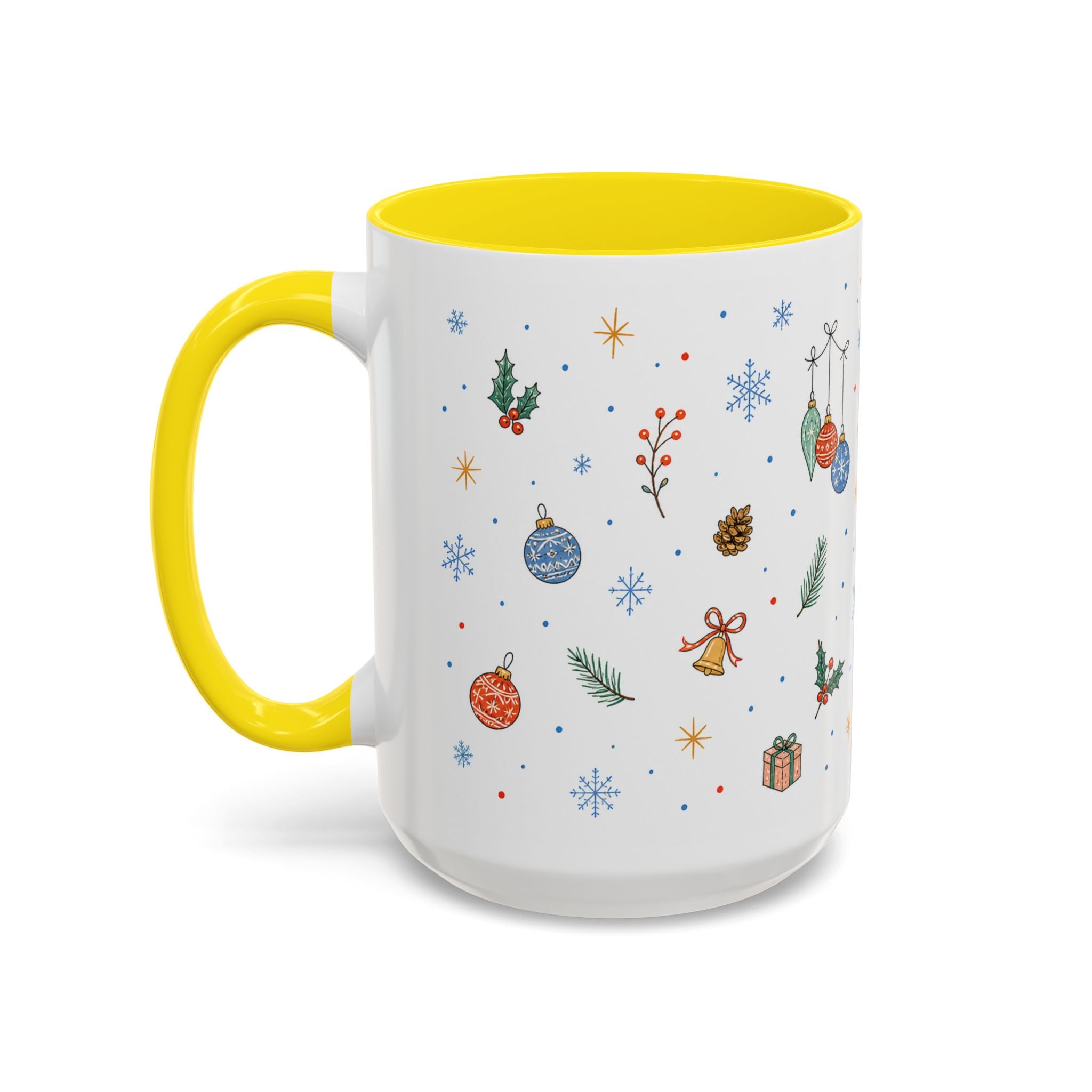 Christmas Ornament Mug | Snowflake Watercolor Holiday Gift | Accent Cup 11oz 15oz