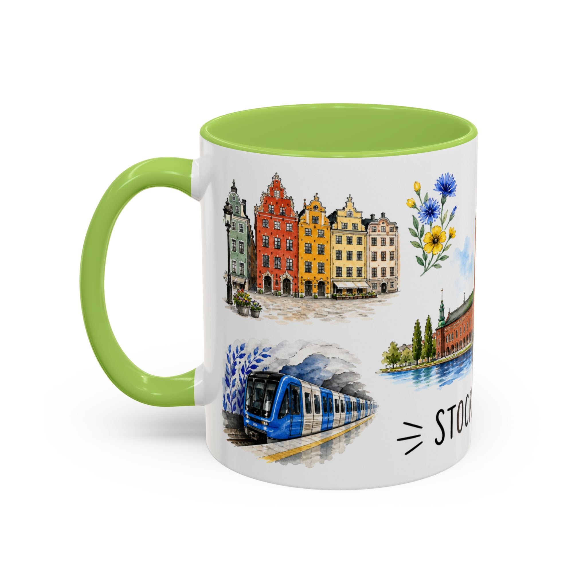 Stockholm Illustrated Travel Mug | City Souvenir Accent Coffee Mug | 11oz 15oz Ceramic Cup