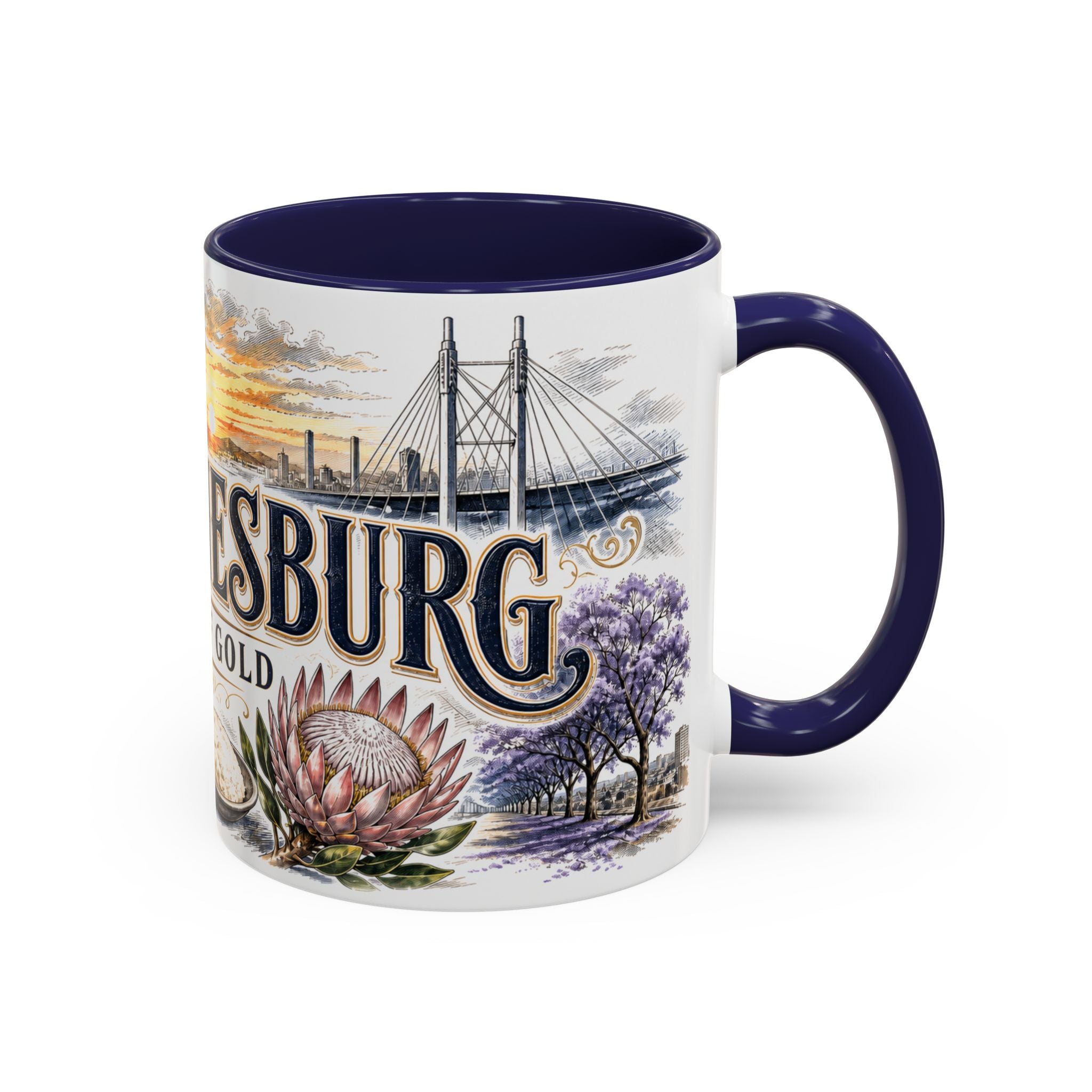 Johannesburg Coffee Mug | South Africa Travel Souvenir | Vintage Illustrated City Gift | 11 oz 15 oz Accent Mug