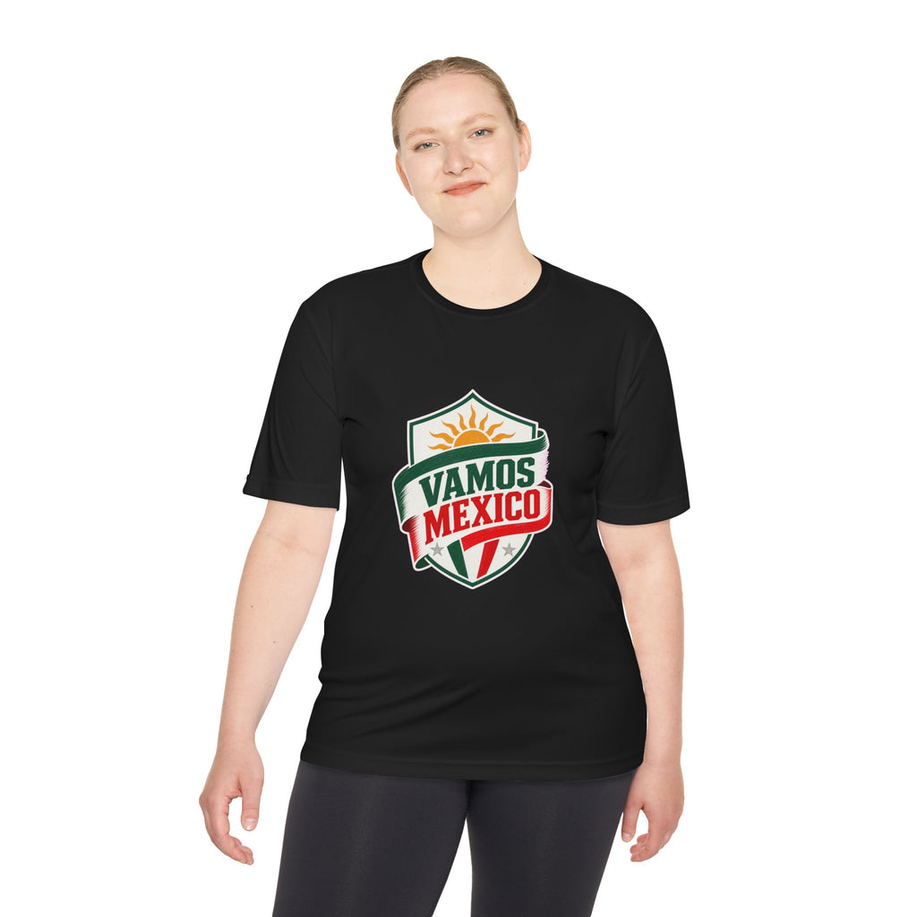 Vamos Mexico Soccer Fan Tee, Moisture Wicking Sport Shirt