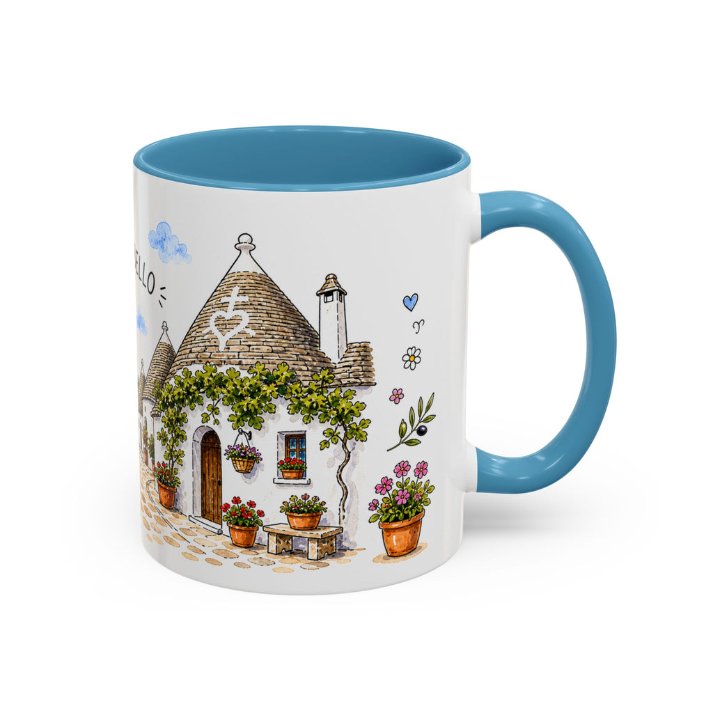 Alberobello Illustrated Travel Mug | Italy Souvenir Accent Coffee Mug | 11oz 15oz Ceramic Cup