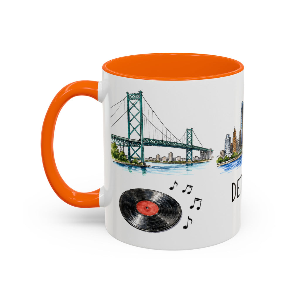 Detroit Illustrated Travel Mug | City Souvenir Accent Coffee Mug | 11oz 15oz Ceramic Cup