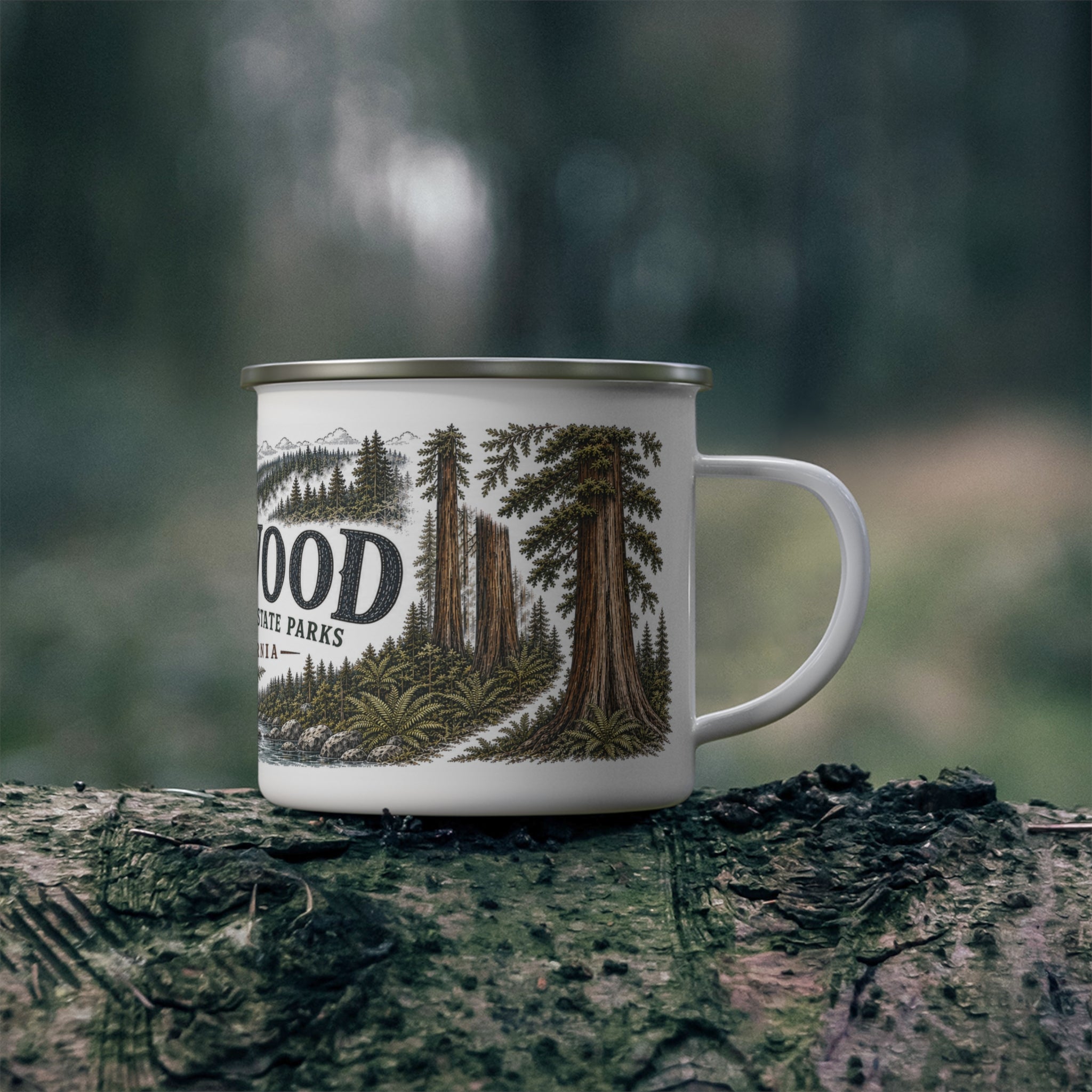Redwood National Park Vintage Enamel Camping Mug | 12oz National Park Hiking Gift