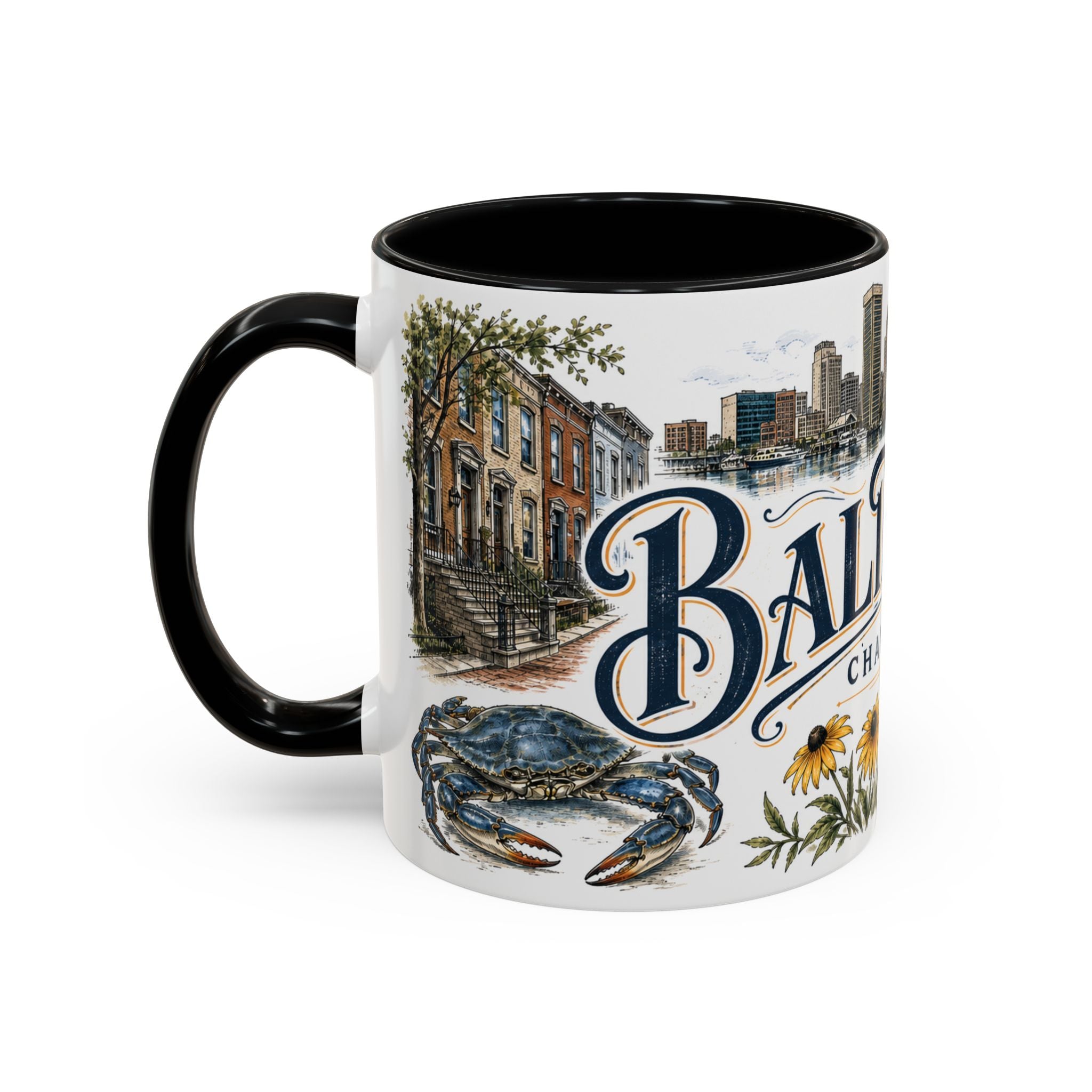 Baltimore Coffee Mug | United States Travel Souvenir | Vintage Illustrated City Gift | 11 oz 15 oz Accent Mug