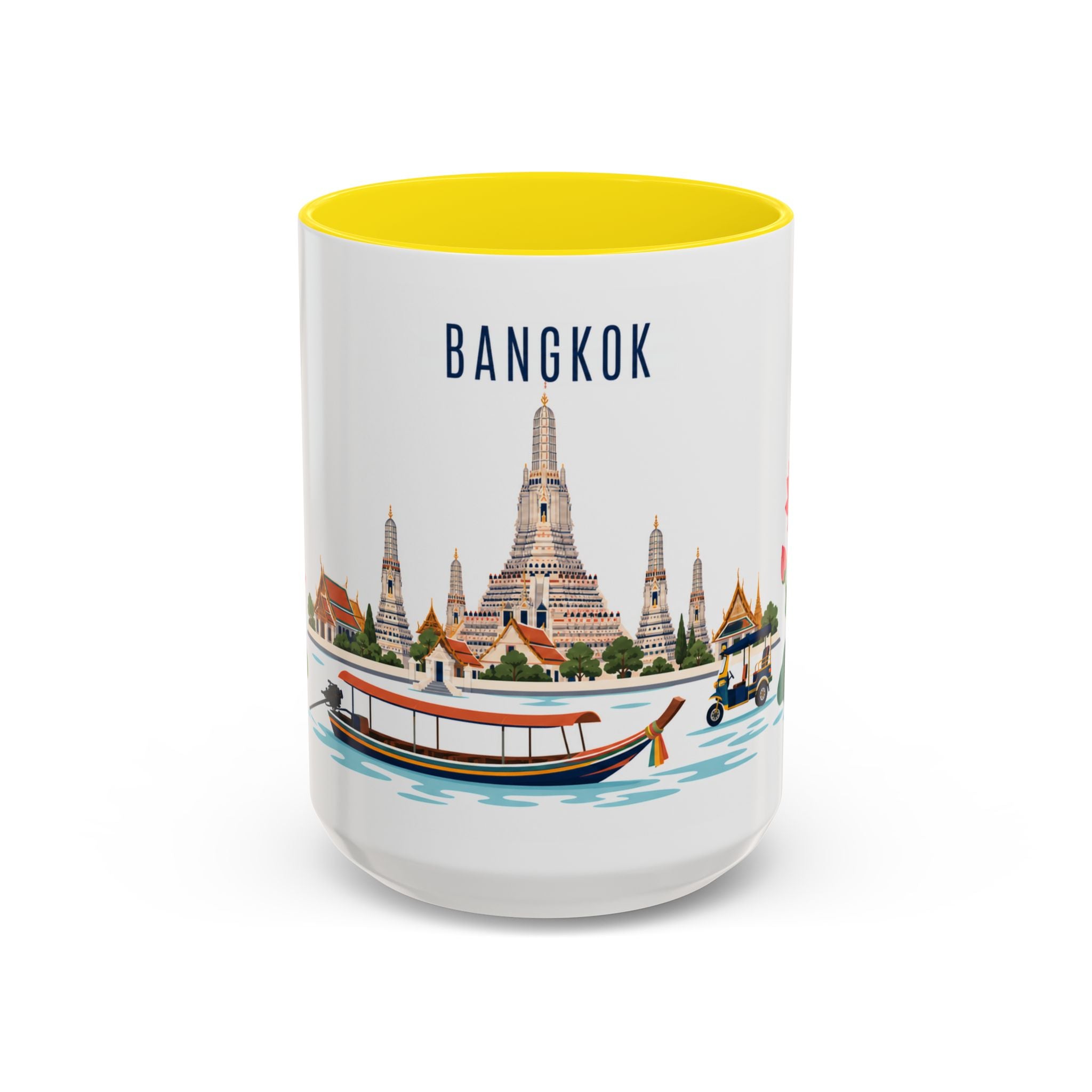 Bangkok Coffee Mug | Thailand Travel Souvenir | Porcelain Decal City Gift | 11oz 15oz Accent Mug