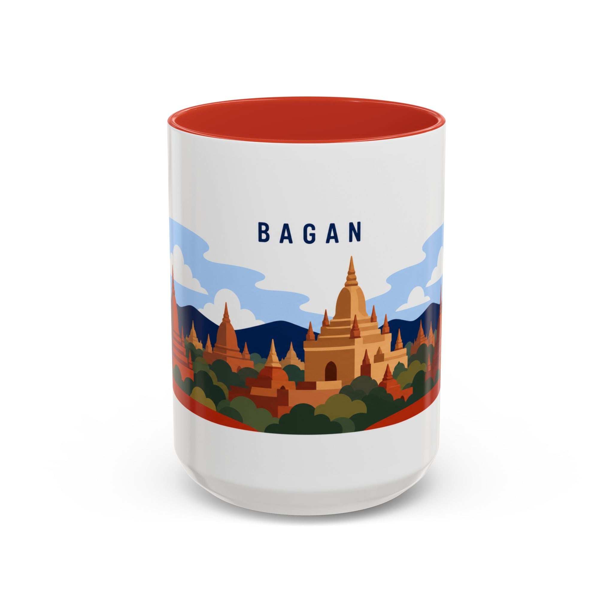 Bagan Coffee Mug | Travel Destination Souvenir Gift | Accent Color Ceramic 11oz 15oz