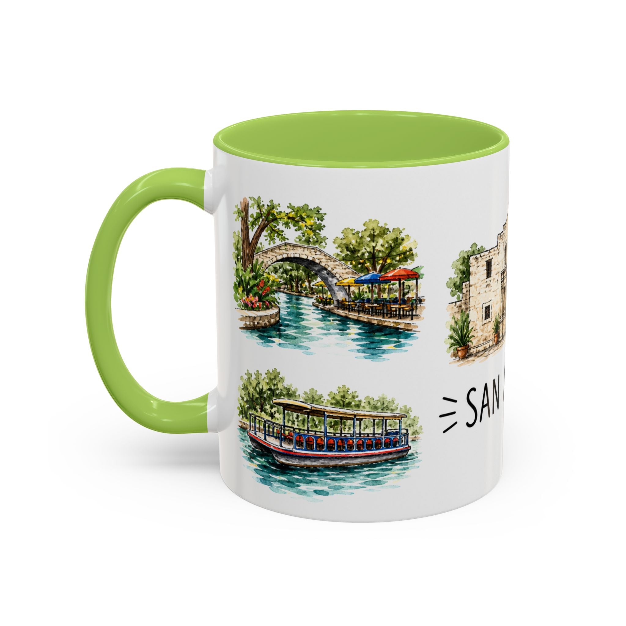 San Antonio Illustrated Travel Mug | City Souvenir Accent Coffee Mug | 11oz 15oz Ceramic Cup