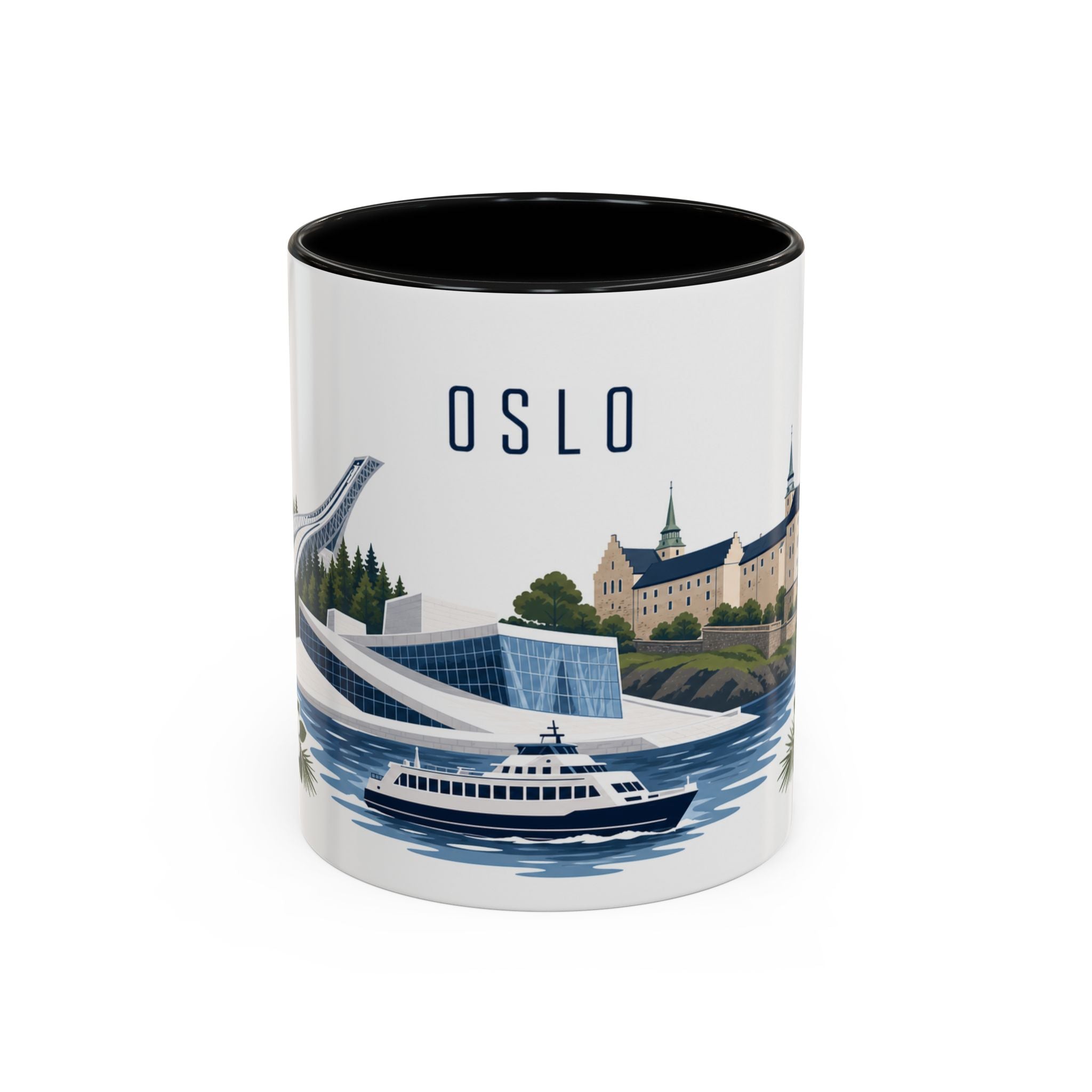 Oslo Coffee Mug | Norway Travel Souvenir | Porcelain Decal City Gift | 11oz 15oz Accent Mug