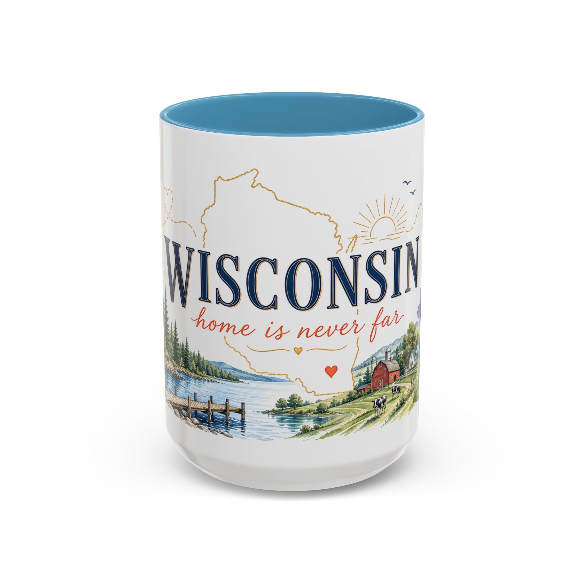 Wisconsin Home State Mug | Moving Away Gift | Long Distance Friendship Coffee Cup | 11oz 15oz Accent Mug