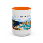 Great Ocean Road Coffee Mug | Travel Destination Souvenir Gift | Accent Color Ceramic 11oz 15oz