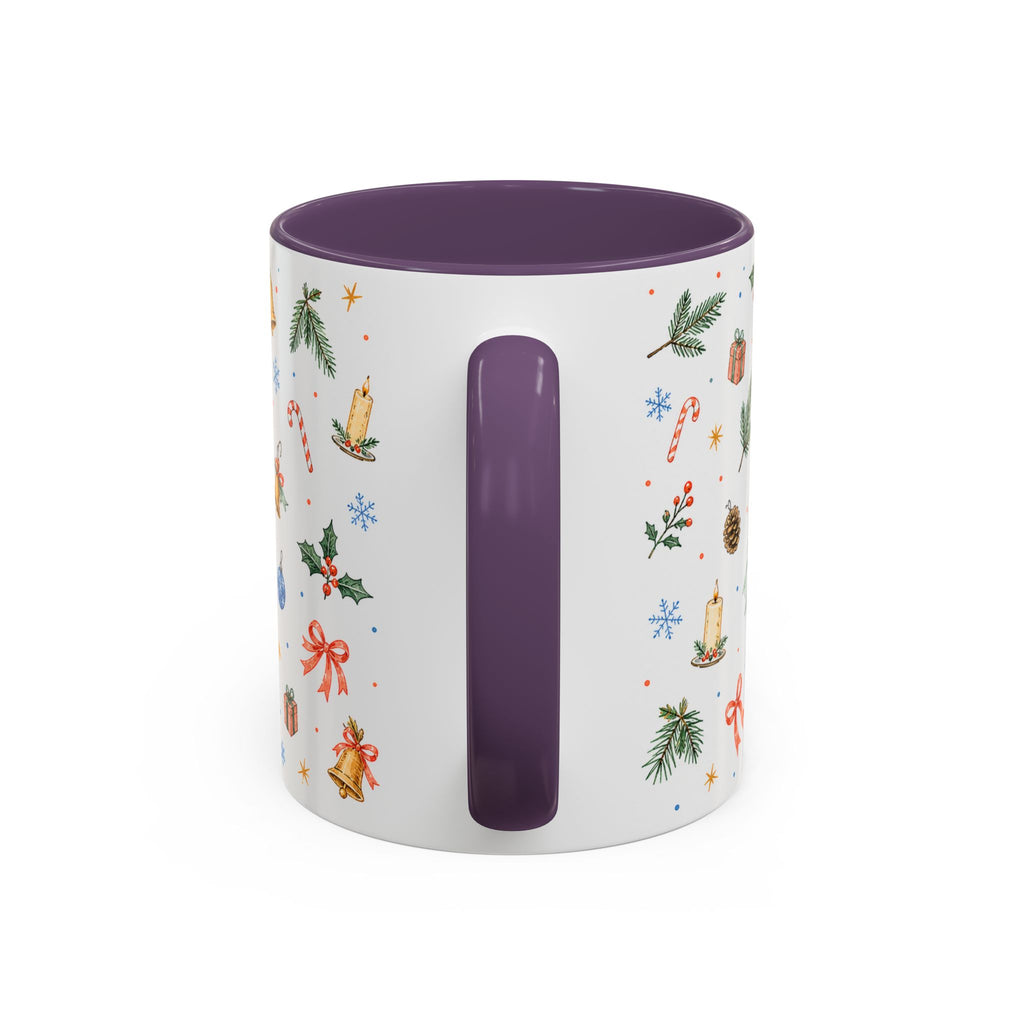 Christmas Bell Mug | Ribbon Gift Watercolor Holiday Cup | Accent Coffee Mug 11oz 15oz