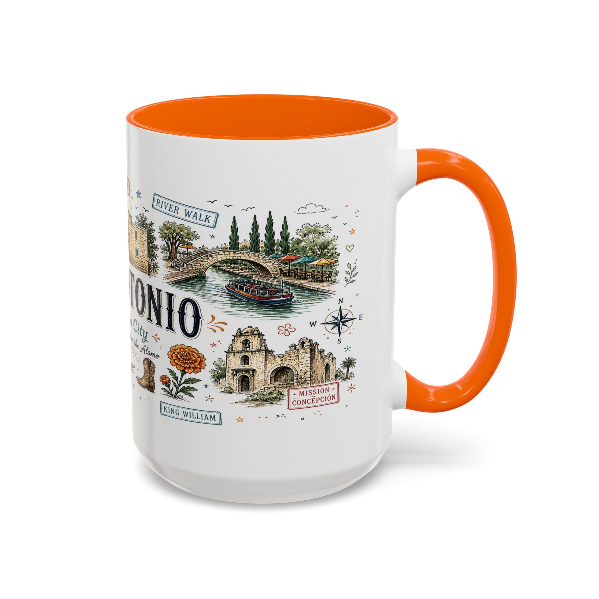 San Antonio Coffee Mug | Texas Souvenir City Gift | Accent Color Ceramic 11oz 15oz