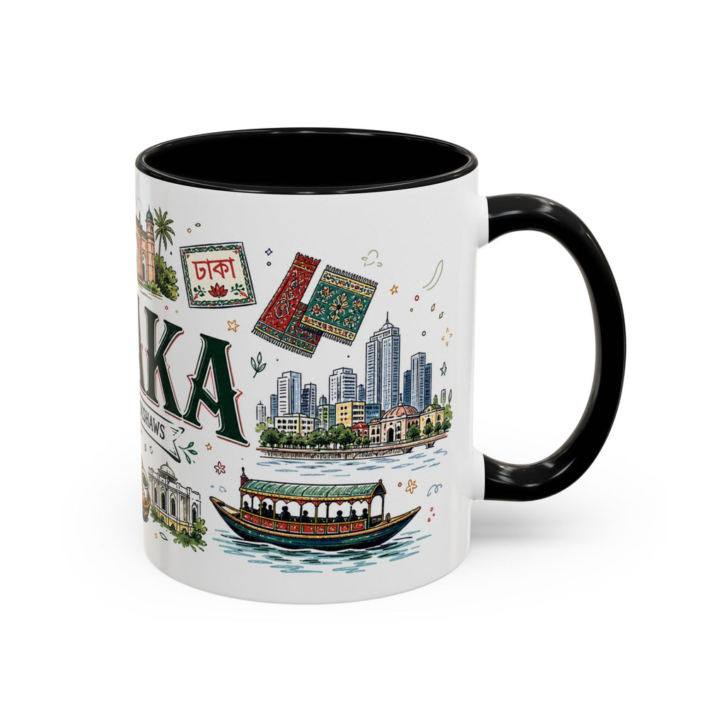Dhaka Coffee Mug | Bangladesh Souvenir Travel Gift | Accent Color Ceramic 11oz 15oz
