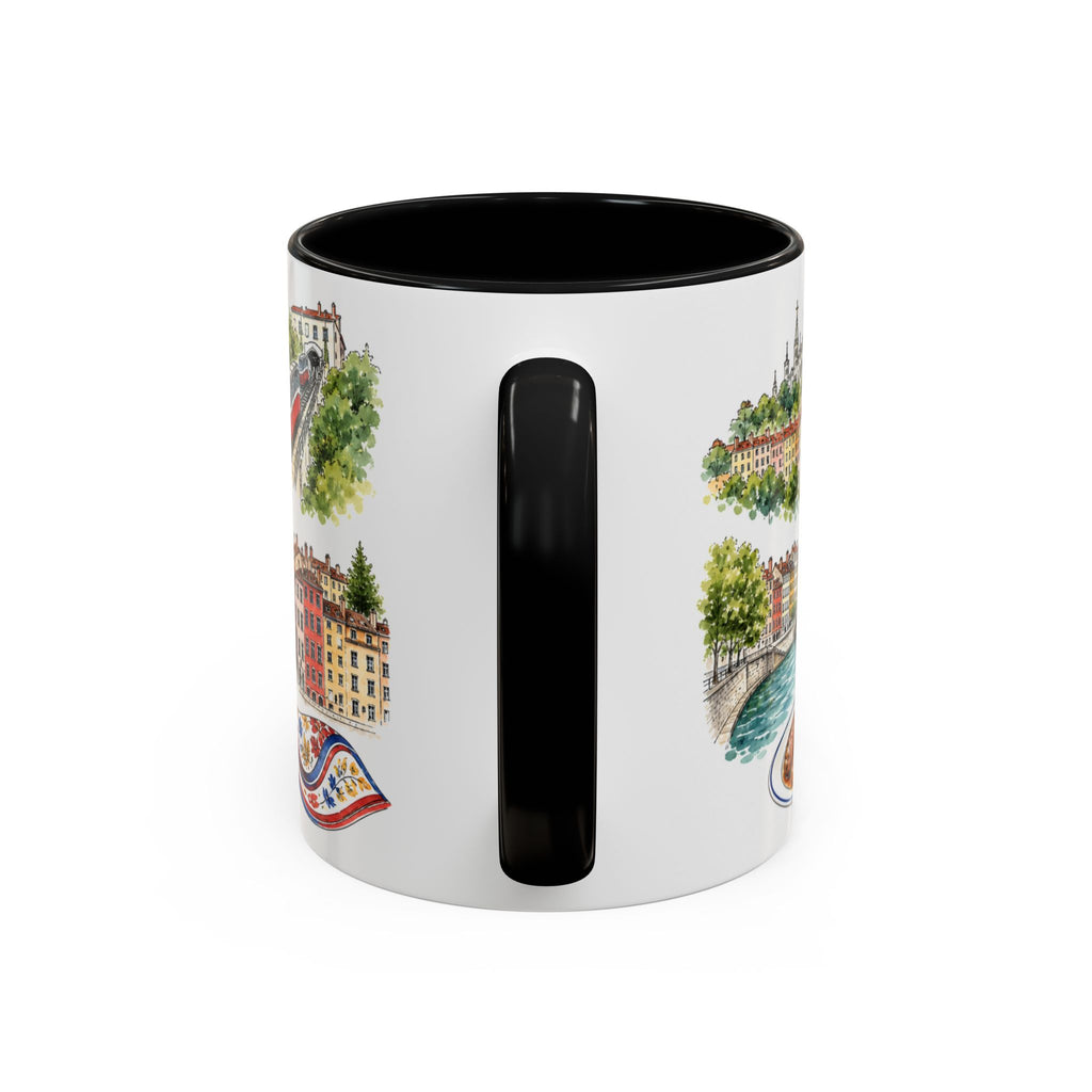 Lyon Illustrated Travel Mug | City Souvenir Accent Coffee Mug | 11oz 15oz Ceramic Cup