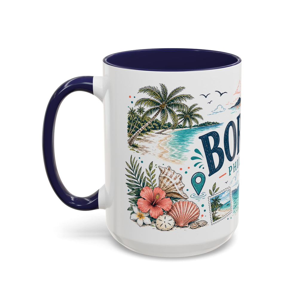 Boracay Coffee Mug | Travel Destination Souvenir Gift | Accent Color Ceramic 11oz 15oz