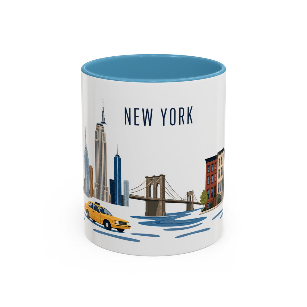New York Coffee Mug | United States Travel Souvenir | Porcelain Decal City Gift | 11oz 15oz Accent Mug