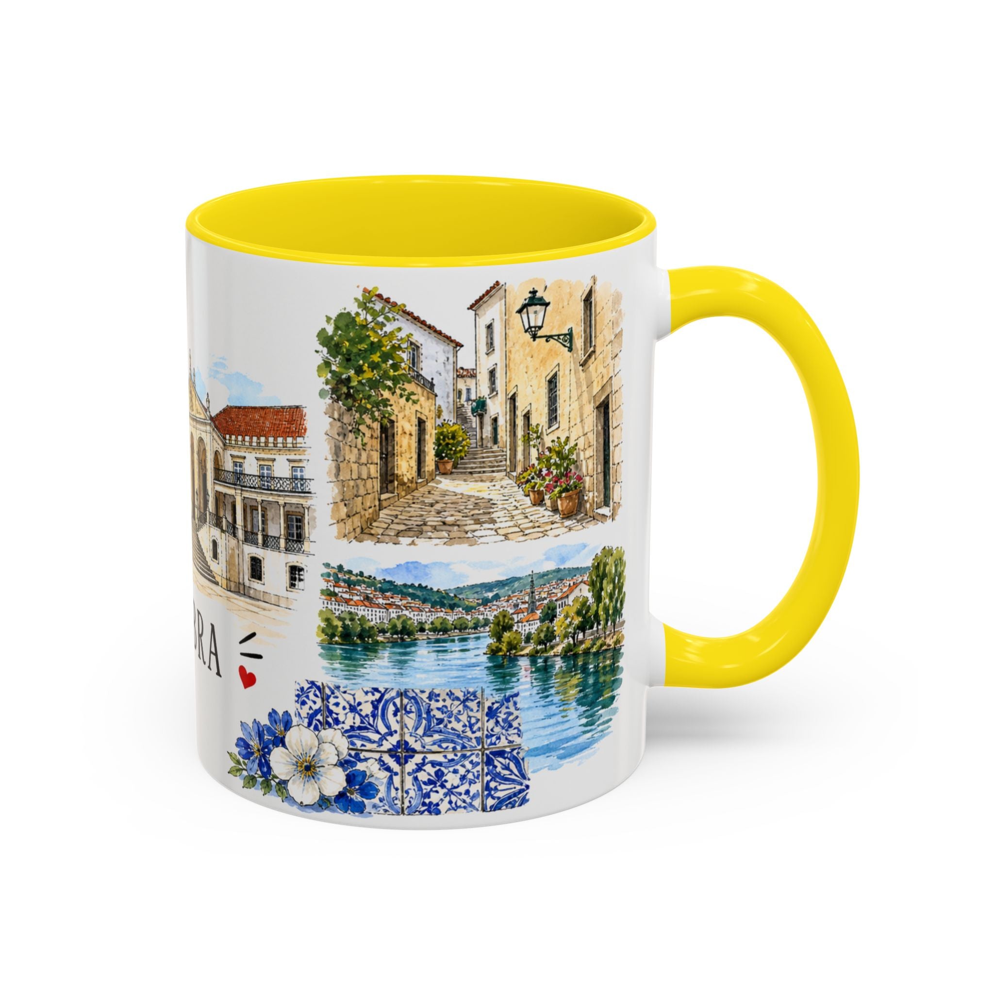 Coimbra Illustrated Travel Mug | City Souvenir Accent Coffee Mug | 11oz 15oz Ceramic Cup