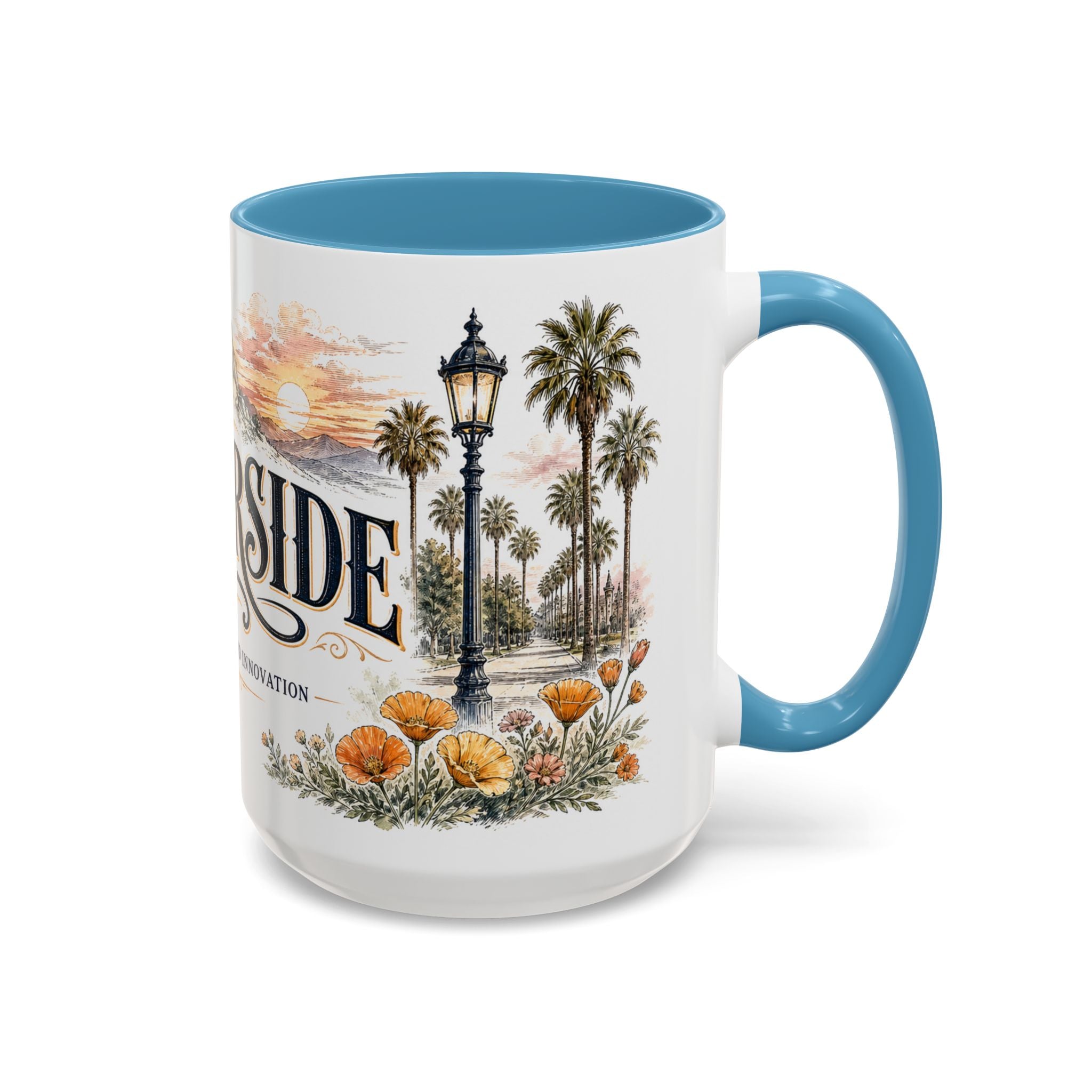Riverside Coffee Mug | United States Travel Souvenir | Vintage Illustrated City Gift | 11 oz 15 oz Accent Mug