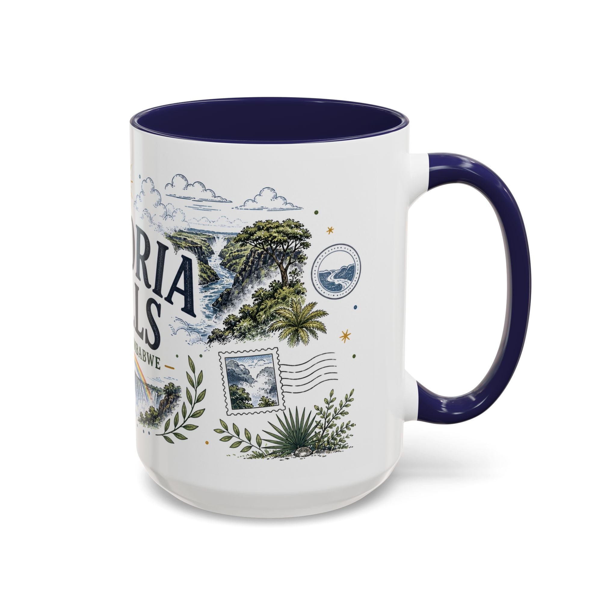Victoria Falls Coffee Mug | Travel Destination Souvenir Gift | Accent Color Ceramic 11oz 15oz