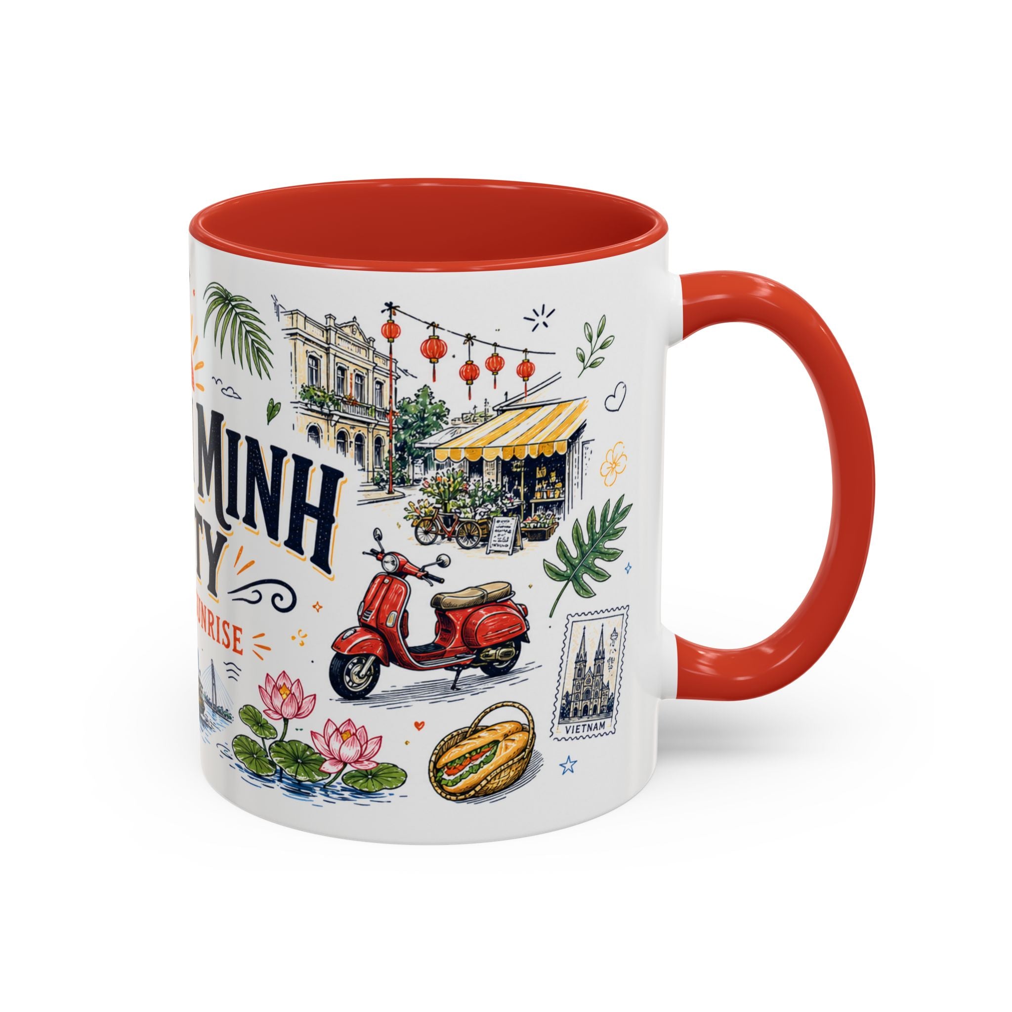 Ho Chi Minh City Coffee Mug | Vietnam Souvenir Travel Gift | Accent Color Ceramic 11oz 15oz