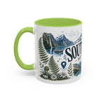 New Zealand South Island Coffee Mug | Travel Destination Souvenir Gift | Accent Color Ceramic 11oz 15oz