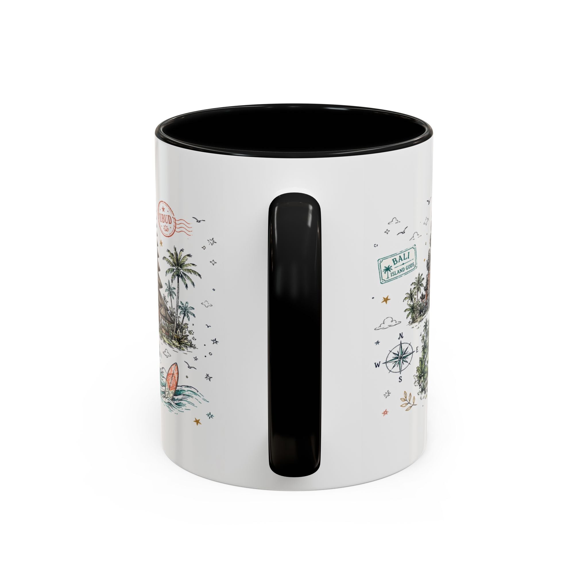 Bali Coffee Mug | Indonesia Souvenir Travel Gift | Accent Color Ceramic 11oz 15oz