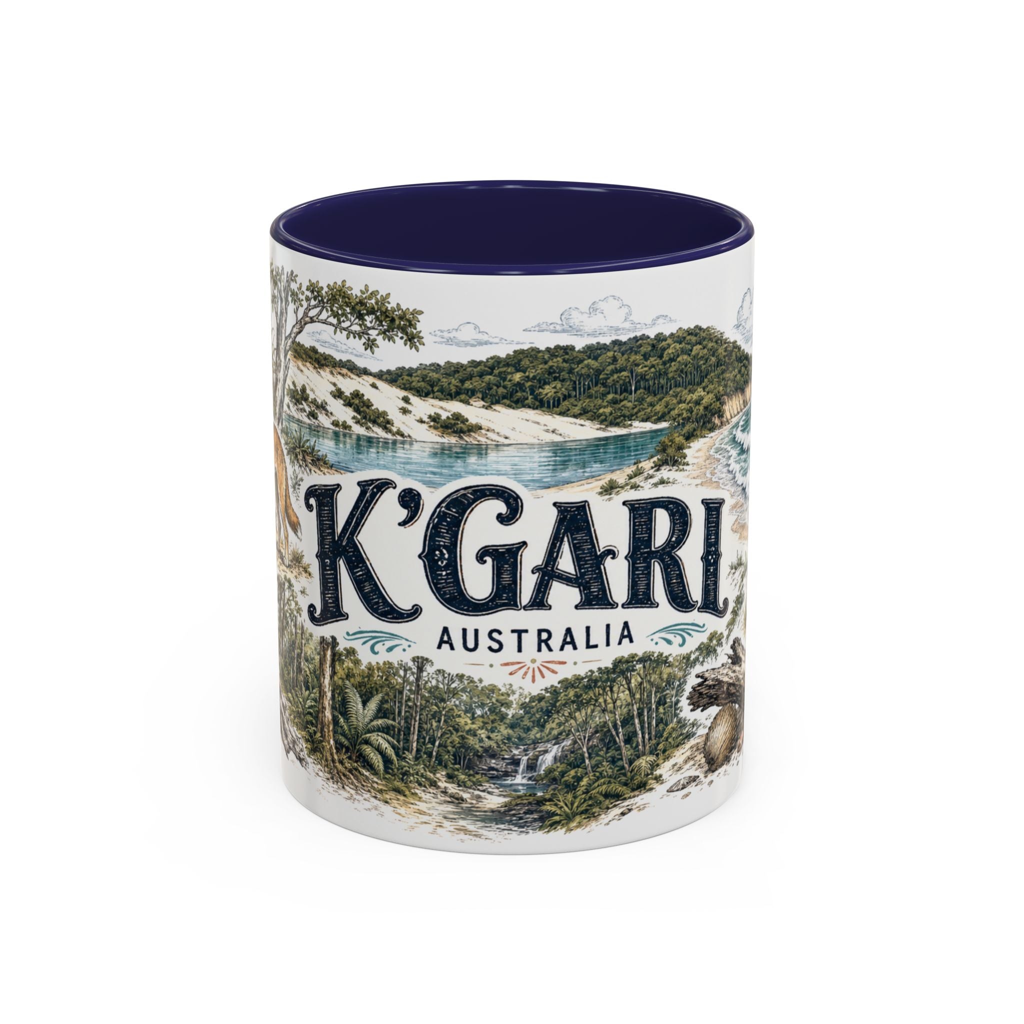 K'gari Mug, Australia Travel Souvenir, Bucket List Gift, Accent Ceramic Coffee Mug 11oz 15oz
