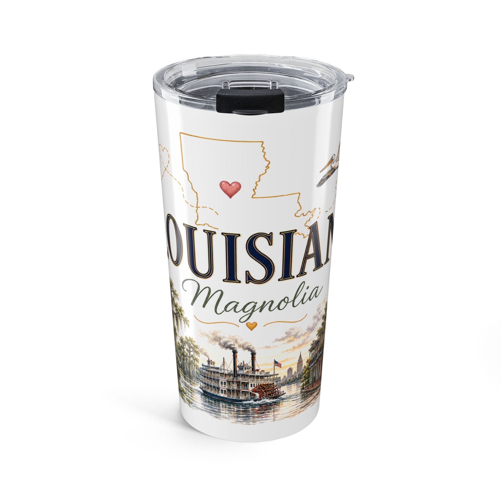 Louisiana State Flower 20oz Tumbler | Magnolia Botanical State Flower Gift | Insulated Stainless Steel Travel Cup