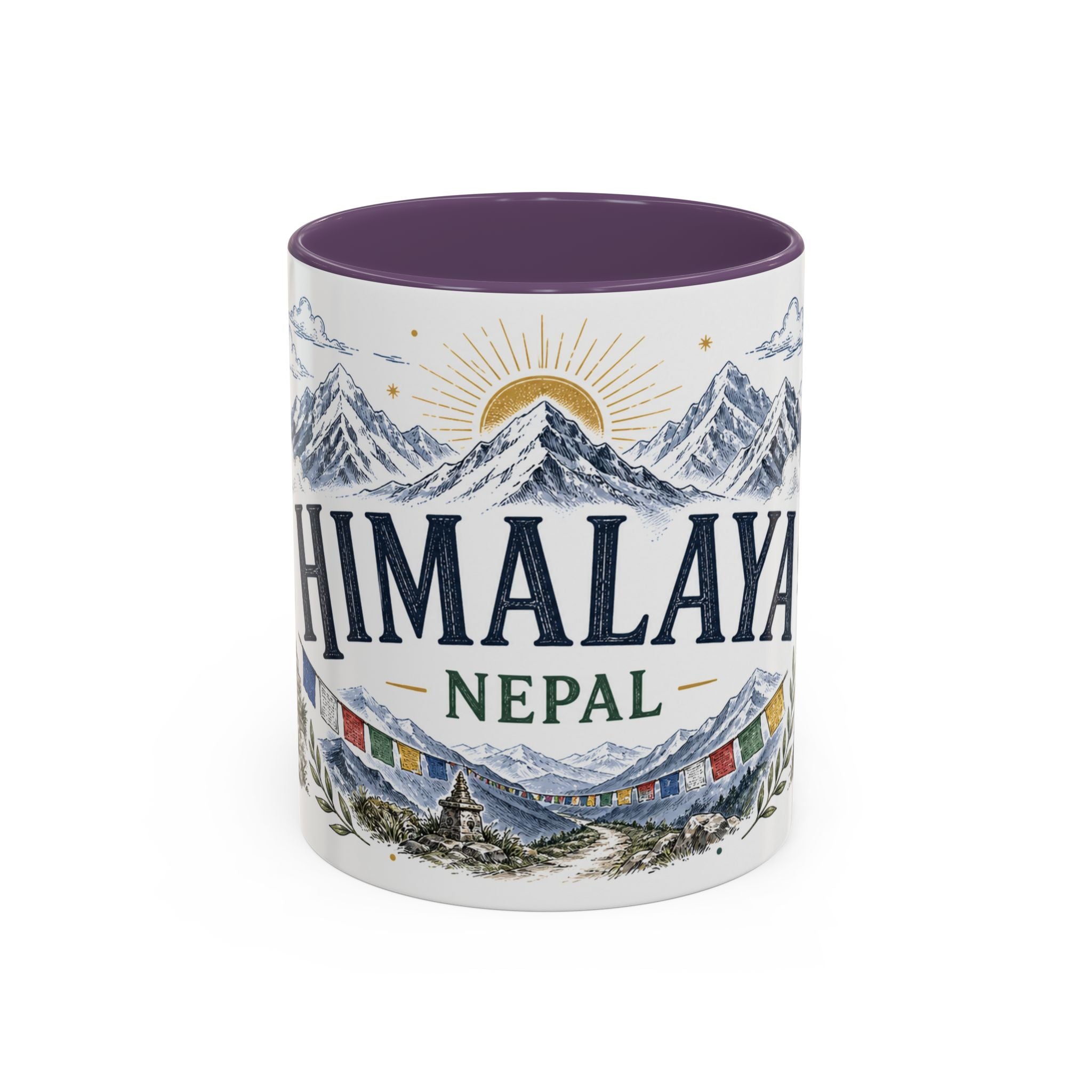 Himalaya Coffee Mug | Travel Destination Souvenir Gift | Accent Color Ceramic 11oz 15oz