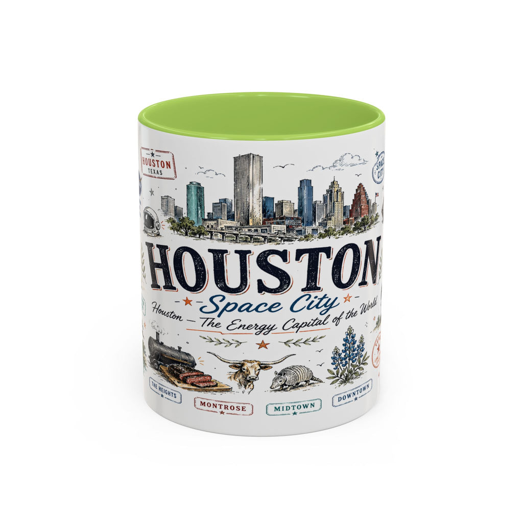 Houston Coffee Mug | Texas Souvenir City Gift | Accent Color Ceramic 11oz 15oz