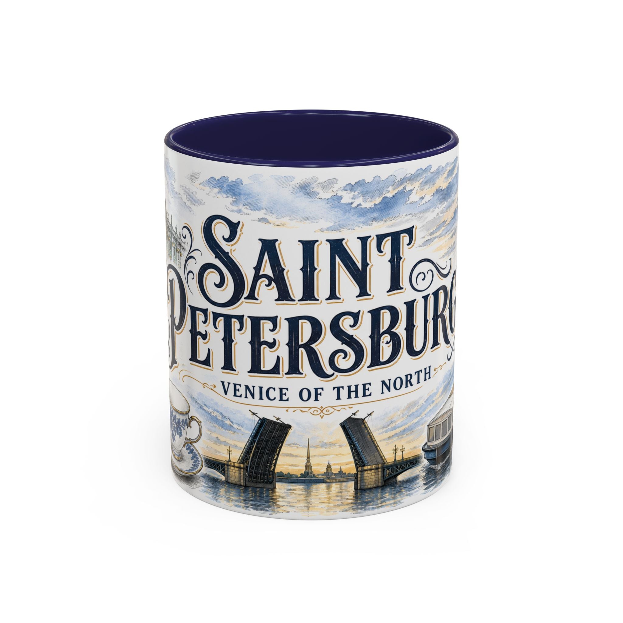 Saint Petersburg Coffee Mug | Russia Travel Souvenir | Vintage Illustrated City Gift | 11 oz 15 oz Accent Mug