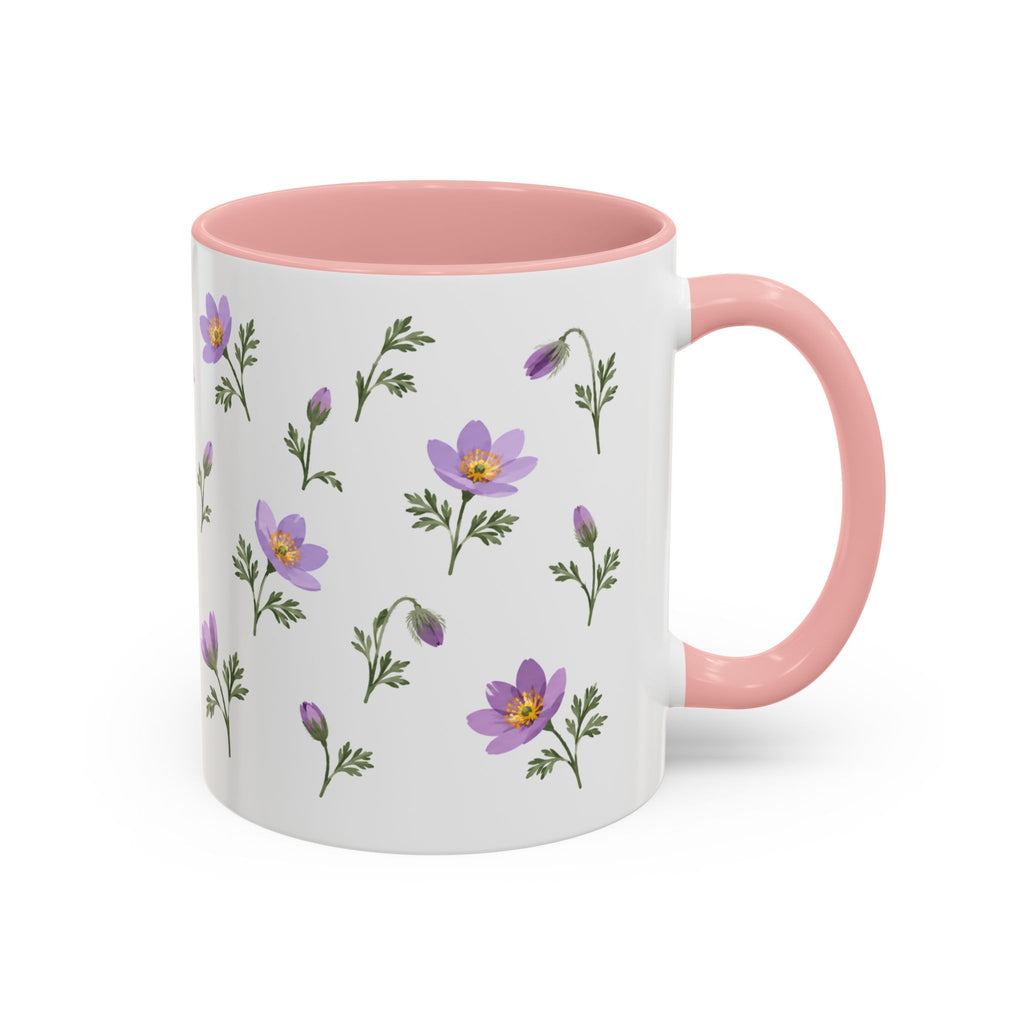 South Dakota Pasque Flower Mug, State Flower Floral Coffee Cup, 11oz Botanical Gift
