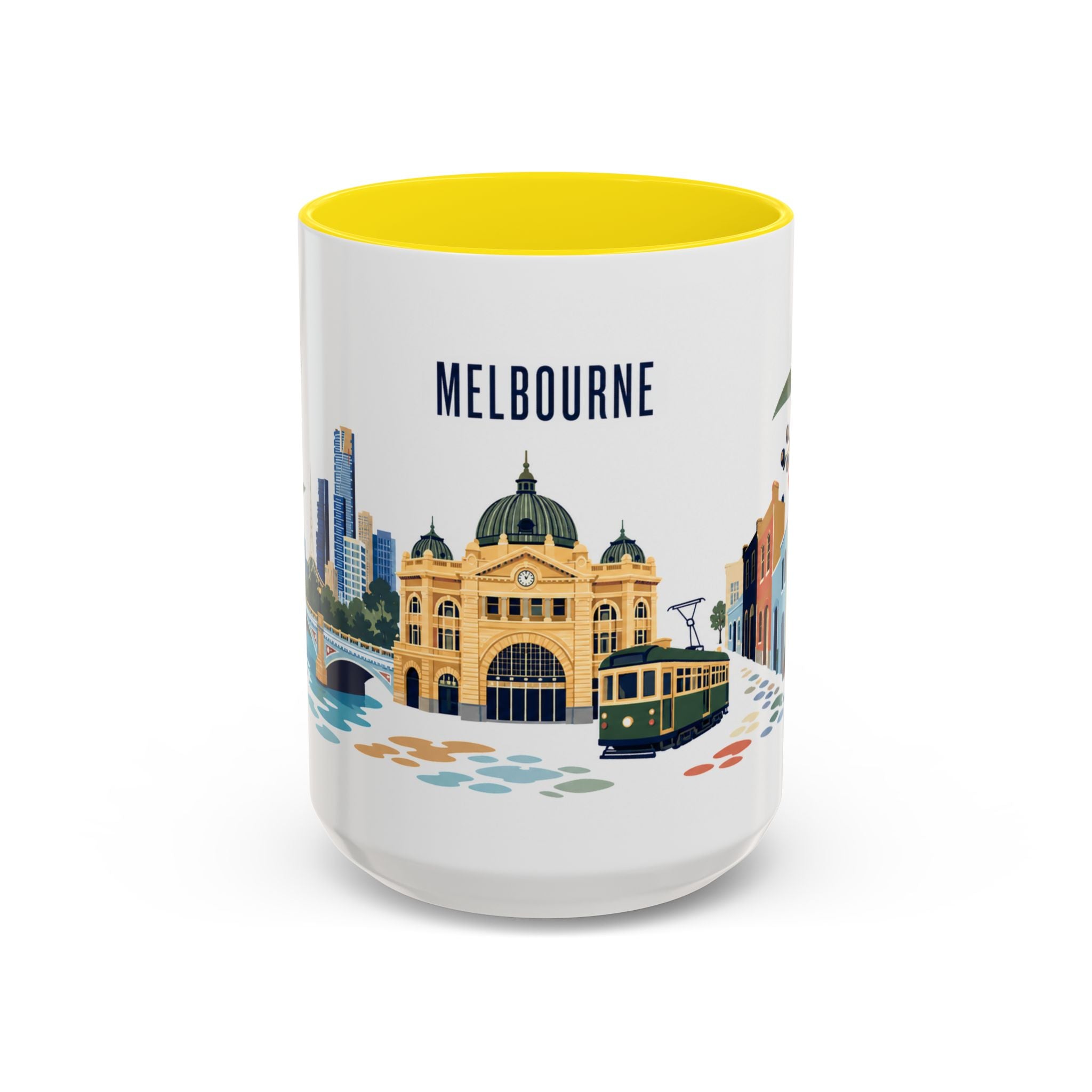Melbourne Coffee Mug | Australia Travel Souvenir | Porcelain Decal City Gift | 11oz 15oz Accent Mug